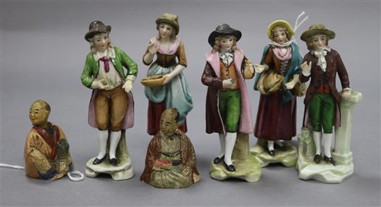 A group of seven Continental miniature figures,